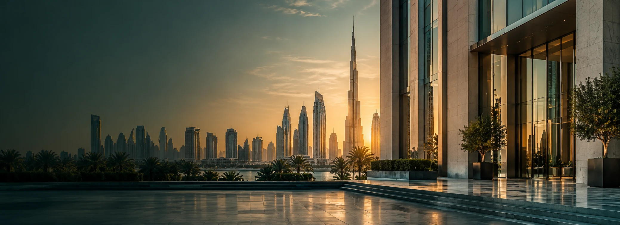 Contemporary UAE business district and architectural facade