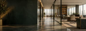 Structured modern corporate office interior without people