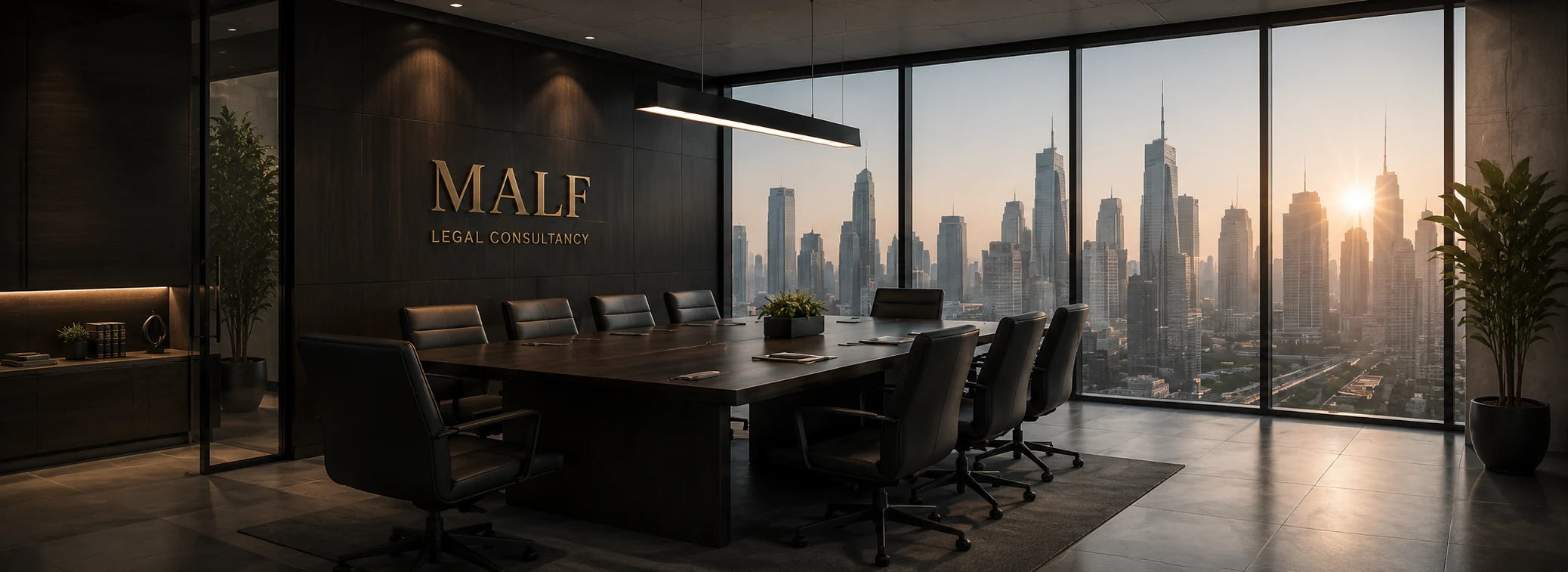 MALF meeting room overlooking the city skyline