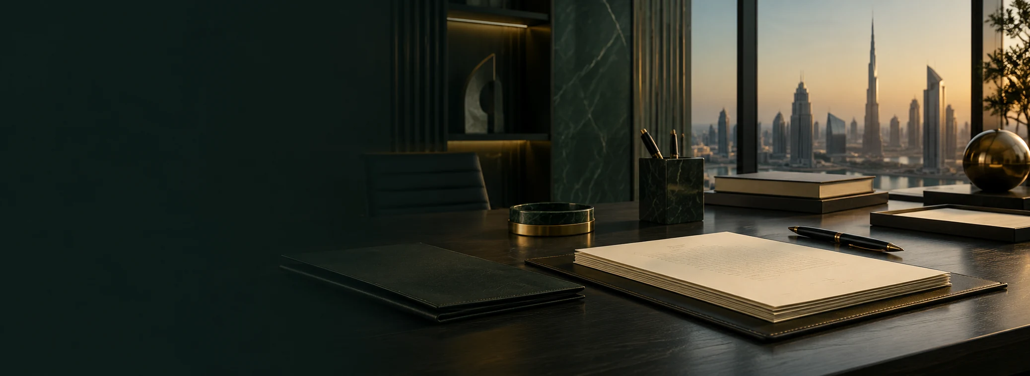 Premium commercial documents arranged on an executive desk