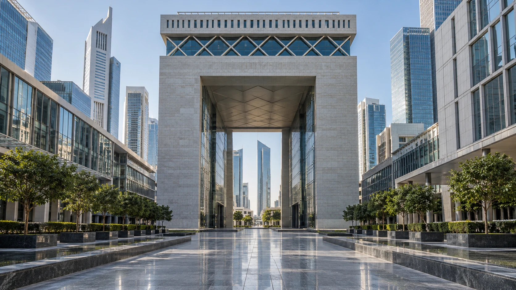 Modern institutional architecture in the Dubai financial district